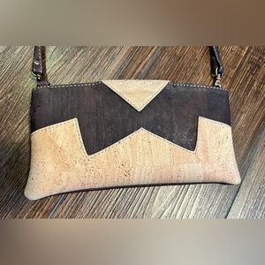 Cork crossbody.  Brown & tan.